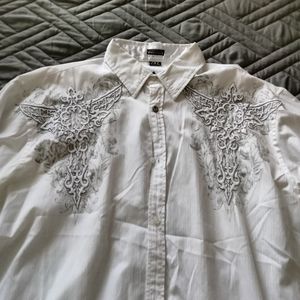 Roar Vision 2XL embossed white long sleeve dress shirt